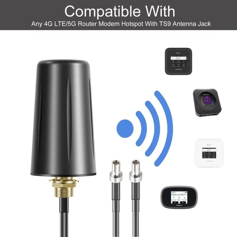 slinkdsco Waterproof 4G LTE 5G TS9 Omnidirectional MIMO Antenna Compatible with Netgear Nighthawk MR6110 MR6150 MR6500 M6 Pro M7 Pro M1 MR1100 Verizon Hotspots Router, Boosts RV Home Internet, - Image 4